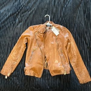 Brown Leather Ralph Lauren moto jacket